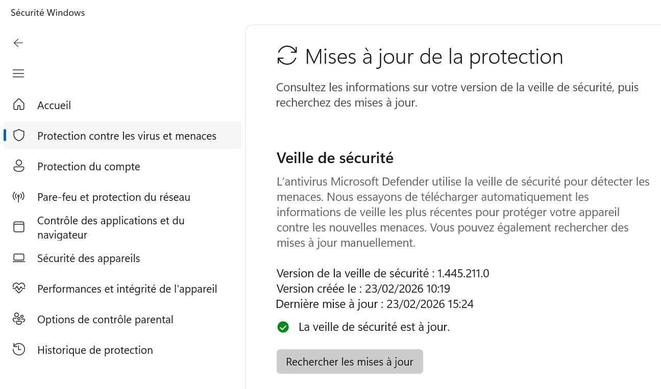 page MAJ securite